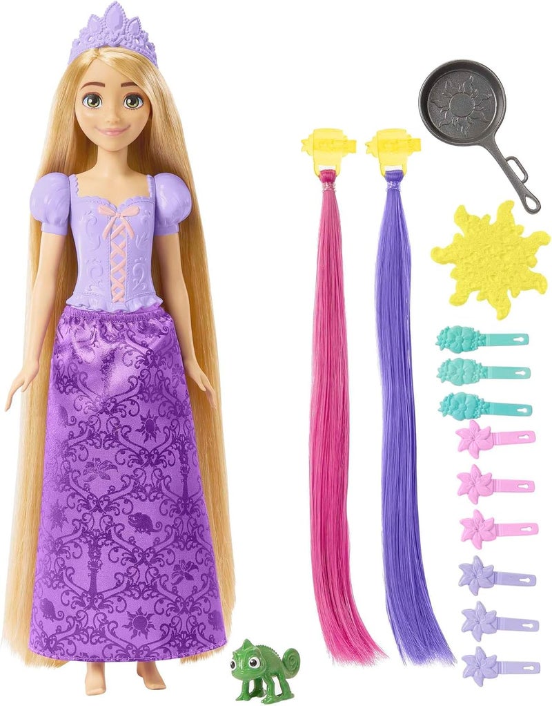 Disney Mattel Disney Princess Toys, Doll Color Change Extensions and Hair Styling Pieces, Inspired by the Disney Movie​​, HLW18 Rapunzel With Hair Accessories - Image 2
